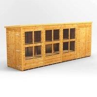16X4 Power Pent Potting Shed Combi Including 4Ft Side Store, Brown