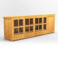 18X4 Power Pent Potting Shed Combi Including 4Ft Side Store, Brown