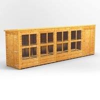 20X4 Power Pent Potting Shed Combi Including 4Ft Side Store, Brown