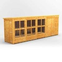 18X4 Power Pent Potting Shed Combi Including 6Ft Side Store, Brown