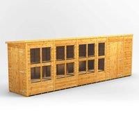 20X4 Power Pent Potting Shed Combi Including 6Ft Side Store, Brown