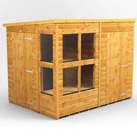 8X6 Power Pent Potting Shed Combi Including 4Ft Side Store, Brown