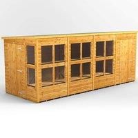 16X6 Power Pent Potting Shed Combi Including 4Ft Side Store, Brown