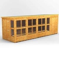 18X6 Power Pent Potting Shed Combi Including 4Ft Side Store, Brown