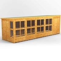 20X6 Power Pent Potting Shed Combi Including 4Ft Side Store, Brown