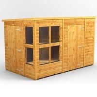10X6 Power Pent Potting Shed Combi Including 6Ft Side Store, Brown