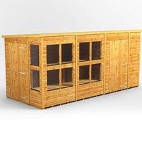 14X6 Power Pent Potting Shed Combi Including 6Ft Side Store, Brown