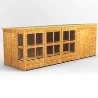 18X6 Power Pent Potting Shed Combi Including 6Ft Side Store, Brown