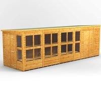 20X6 Power Pent Potting Shed Combi Including 6Ft Side Store, Brown