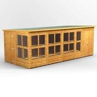 18X8 Power Pent Potting Shed Combi Including 4Ft Side Store, Brown