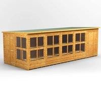 20X8 Power Pent Potting Shed Combi Including 4Ft Side Store, Brown