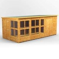 16X8 Power Pent Potting Shed Combi Including 6Ft Side Store, Brown