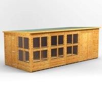 18X8 Power Pent Potting Shed Combi Including 6Ft Side Store, Brown