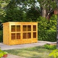 Powersheds High Grade Premium Pent Potting Wooden Greenhouse Shed with Double Door, Security Features, PVC Window sills, Door & Window Flexibility, made from Extra Thick Timber & Toughened Glass