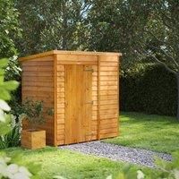 6X4 Power Overlap Pent Windowless Shed, Brown