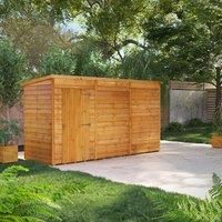 POWERSHEDS 4.3 ft. W x 12.2 ft. D Solid Wood Overlap Pent Garden Shed Brown 130.8cm W X 370.6cm D X 202.8cm H