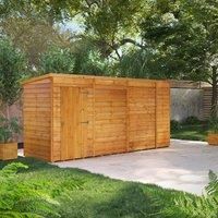 14X4 Power Overlap Pent Windowless Shed, Brown