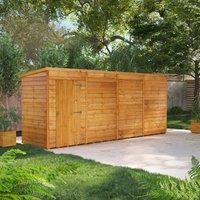 16X4 Power Overlap Pent Windowless Shed, Brown
