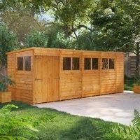 6 ft. W x 18 ft. D Power Double Door Pent Overlap Dip Treated Shed (18x6) brown 195.58 H x 215.0 W x 180.34 D cm