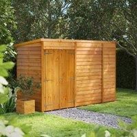 10X4 Power Overlap Pent Windowless Double Door Shed, Brown