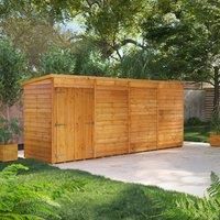 POWERSHEDS 4.3 ft. W x 16.1 ft. D Solid Wood Overlap Pent Garden Shed Brown 130.8cm W X 489.6cm D X 202.8cm H
