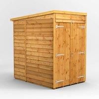 4X6 Power Overlap Pent Windowless Double Door Shed, Brown
