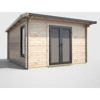 Power 12' x 12' Apex Log Cabin Doors Central, Brown