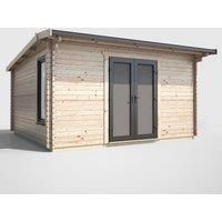 Power 14' x 12' Apex Log Cabin Doors Central, Brown