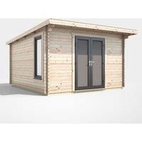 Power 12' x 12' Pent Log Cabin Doors Central, Brown