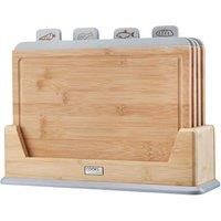 Index Chopping Board Set of 4 Food Coded with Stand  Grey by Cooks Professional