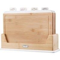 Index Chopping Wood Board Set of 4 Food Coded Stand White by Cooks Professional