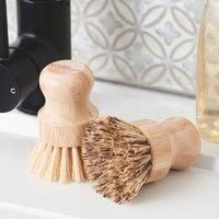 Cooks Professional Set of 2 Eco Friendly Bamboo Washing Up Dish Brushes