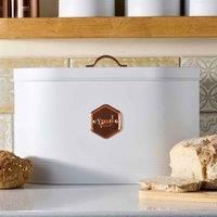Cooks Professional Bread Bin | Storage Canister | Labelled Containers for Bread | Canisters Sets for Kitchen Accessories & Essentials | White/Copper