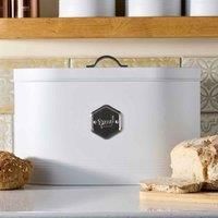 Cooks Professional Bread Bin | Storage Canister | Labelled Containers for Bread | Canisters Sets for Kitchen Accessories & Essentials | White/Silver