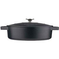 Cooks Professional Cast Iron Shallow Casserole w/ Lid 28cm, 4.3L Matt Black