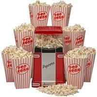 Cooks Professional Retro Popcorn Maker Machine | One Touch Operation | Hot Air Circulation Popper | Healthy Snacks | with 8 Boxes | Red