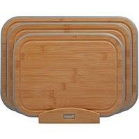 Cooks Professional Set of 3 Bamboo Chopping Boards w/ Stand - Grey