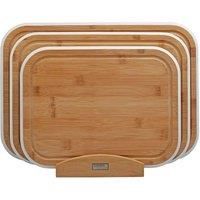 Cooks Professional Set of 3 Bamboo Chopping Boards w/ Stand - White