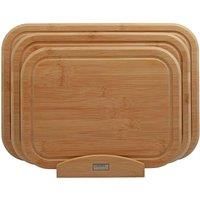 Cooks Professional Set of 3 Bamboo Chopping Boards w/ Stand - Natural
