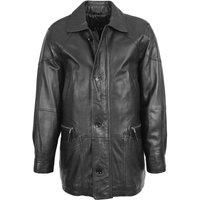 Mens Real Leather Coat Winter Overcoat Classic Style M2 Black (2XL)