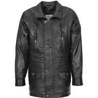 House of Leather Men's Men's Real Leather Winter Parka Coat Jason in Black | Size: XL