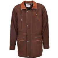 Mens Nubuck Leather Coat Winter Overcoat Classic Style Jason (XL, Brown Nubuck)