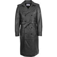 House of Leather Men's Mens Real Leather 3/4 Length Coat Trench Travis Black | Size: Large