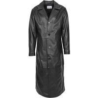 Mens Real Leather Full Length Coat Classic Long Blazer Style Freddie Black (L)