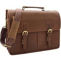 Mens Leather Briefcase Cross Body Organiser Messenger Bag Buckerell Mud Brown