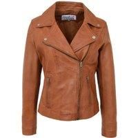 Womens Real Leather Biker Jacket Cross Zip Style Lola White 16