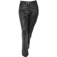 Womens Soft Leather Trousers Slim Fit Style Black 12