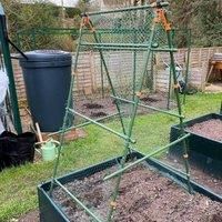Cucumber Trellis A-Frame with Pea Netting | Garden Climbing Plant Support Cage Kit to Grow Squash Melon Tomato Eggplant Fruit Vegetables Flowers (1.5m x 0.75m x 1.4m H)