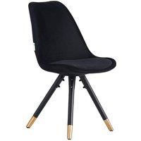 Life Interiors Single Sofia Velvet Dining Chair Upholstered For Dining Room Kitchen Restaurant Office Black, Black