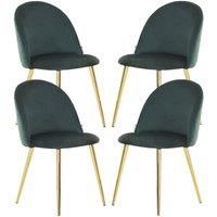 Life Interiors Set Of 4 Lucia Velvet Dining Chairs Upholstered For Dining Room Kitchen Restaurant Office Green, Green